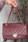 Chanel Calfskin Quilted Turn And Lock Flap Bag Burgundy