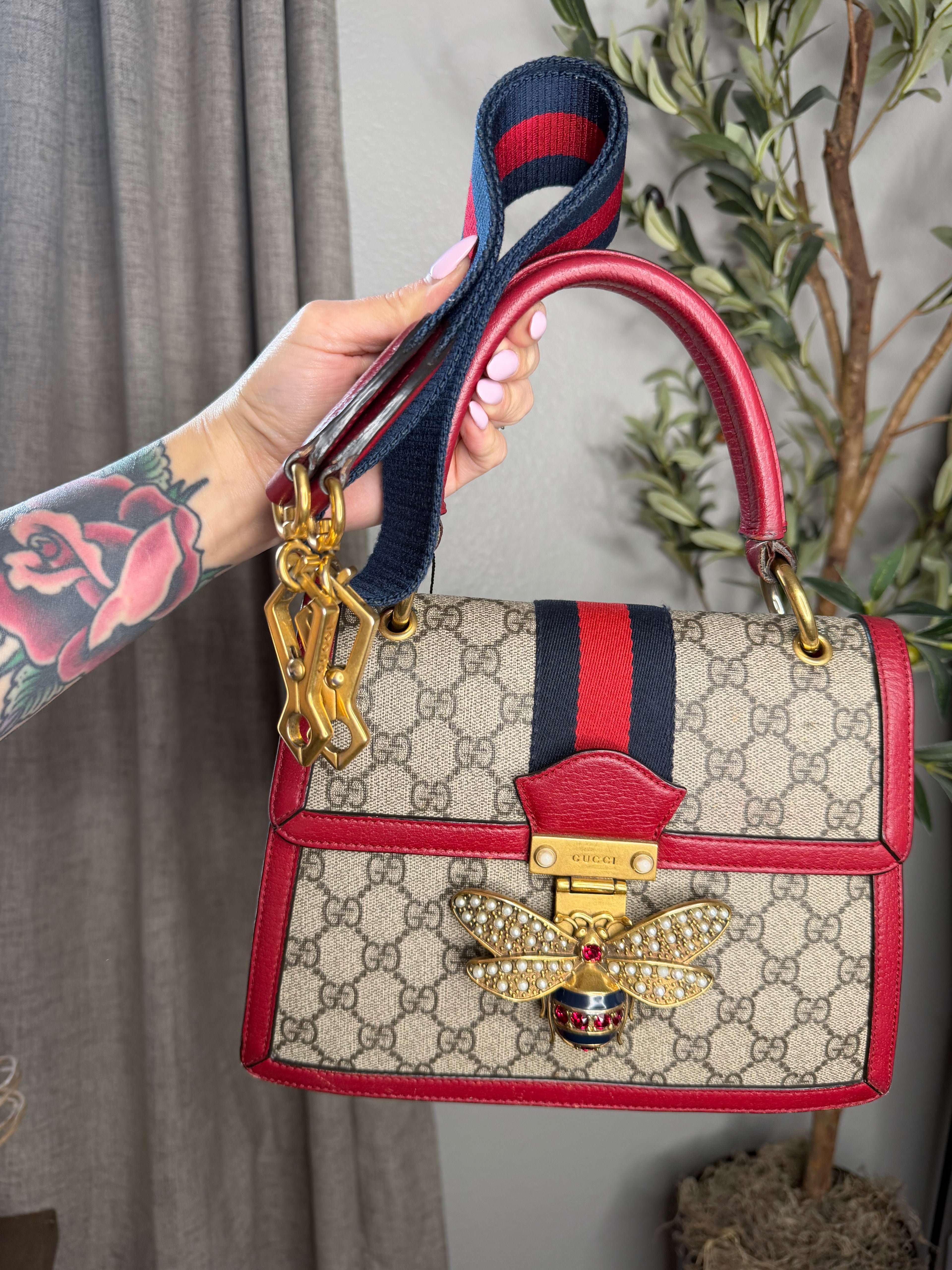 Gucci Queen Bee Margaret Top Handle with long strap