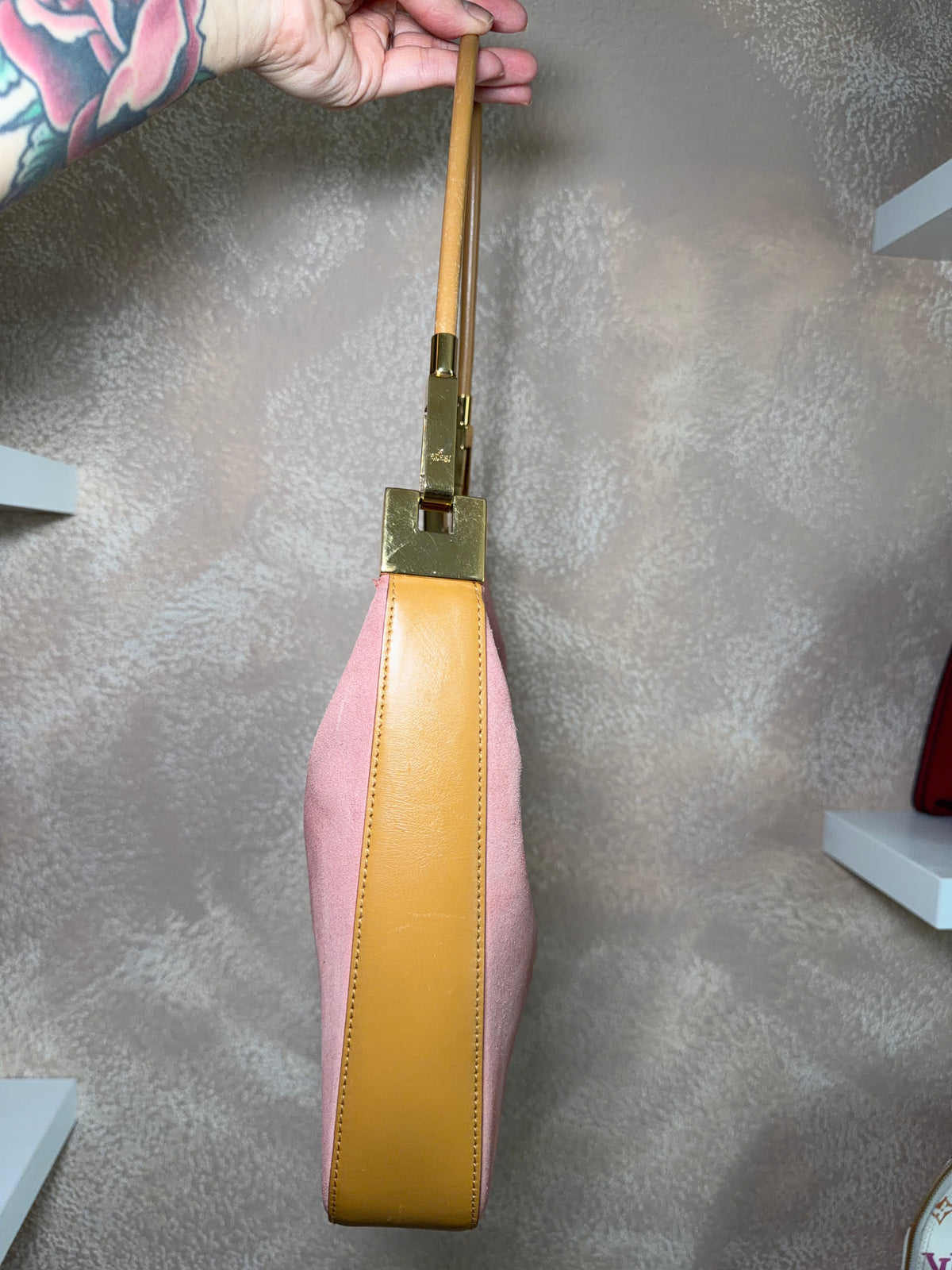 Gucci Pink Suede Shoulder Bag