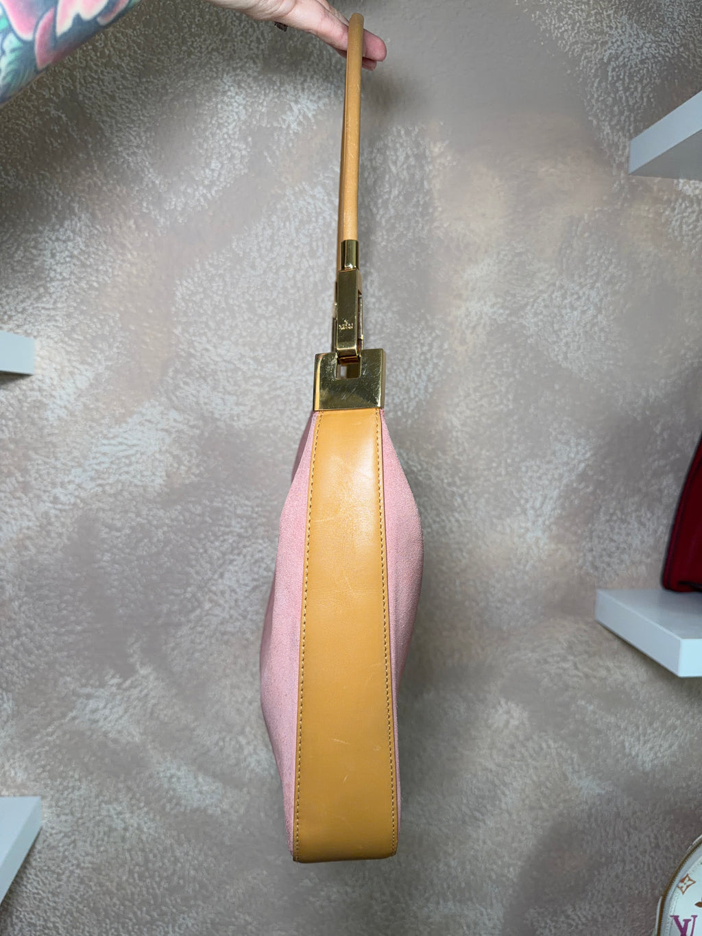 Gucci Pink Suede Shoulder Bag
