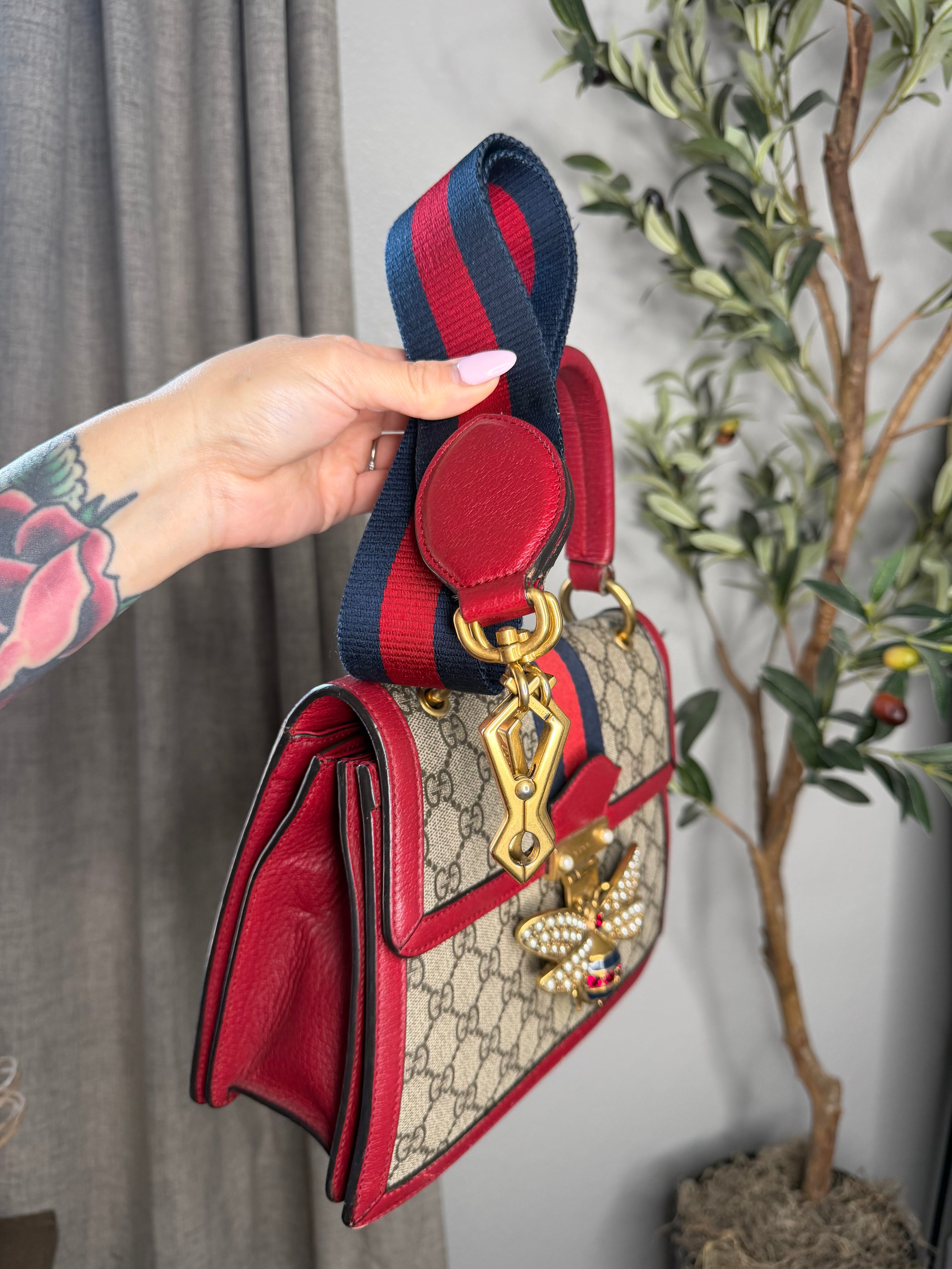 Gucci Queen Bee Margaret Top Handle with long strap