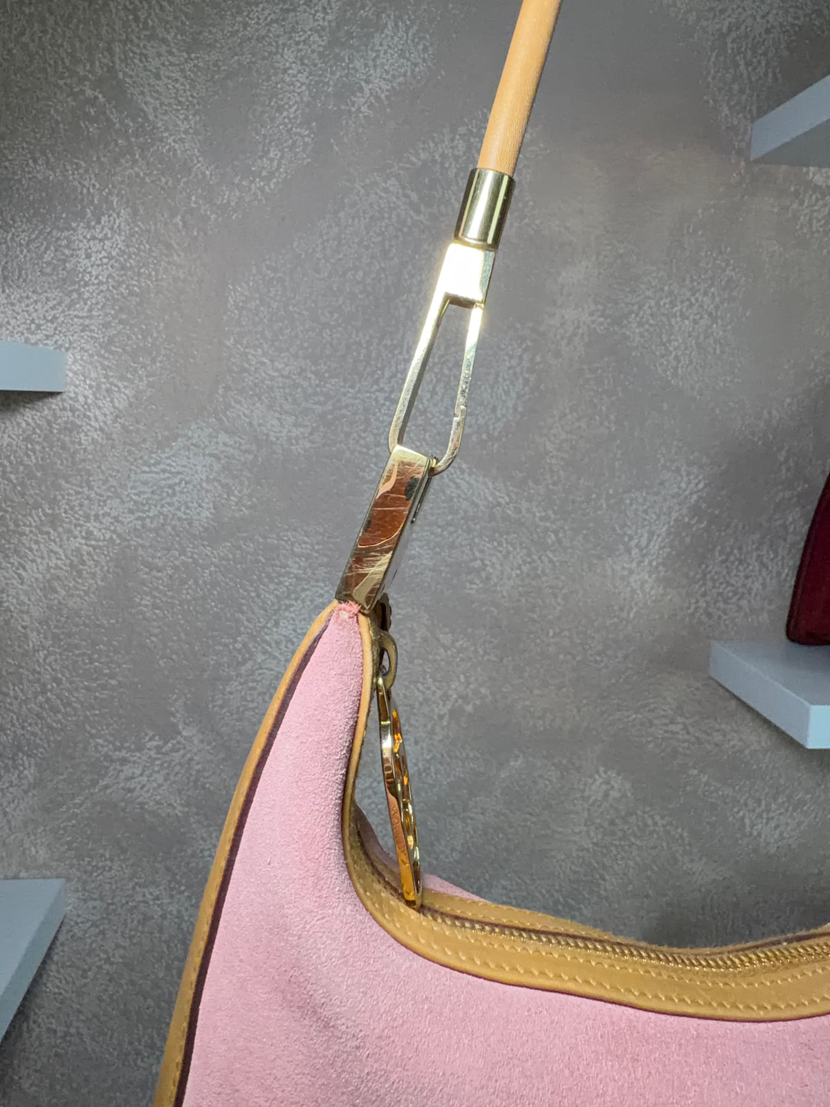 Gucci Pink Suede Shoulder Bag